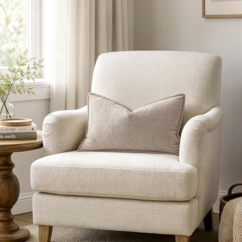 MIULEE Decorative Lumbar Throw Pillow Covers 12x20 Inch Taupe 2 Pack - Image 4
