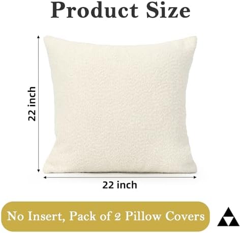JoraLion 22x22 inch Boucle Throw Pillow Covers, Cream Woven Texture Neutral - Image 4