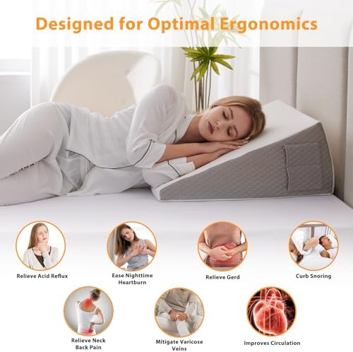 Ruqmuis Wedge Pillow for Acid Reflux, Bed Wedge Pillow for Headboard 10" - Image 3