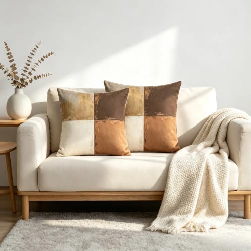 Vintage Earth Tone Quadrants Throw Pillow Covers 18x18 Inch Set of 2 - Image 4