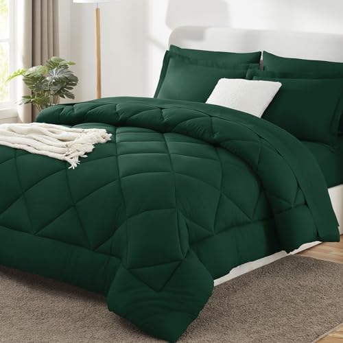 CozyLux Oversized King Comforter Set 120"x98", 7 Piece, Emerald Green by CozyLux