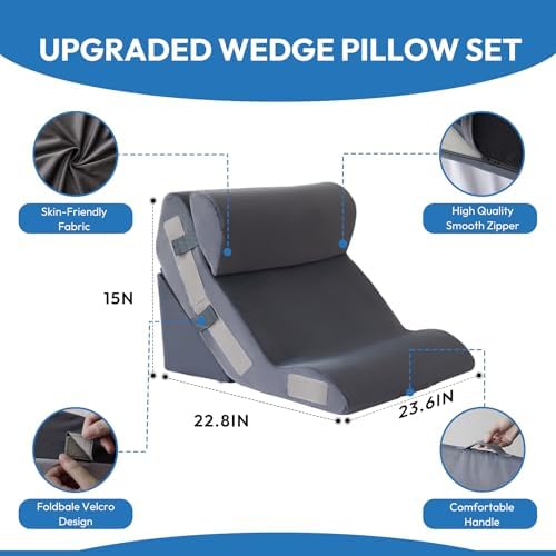 Ahpmeoa 3PCS Wedge Pillow Set for After Surgery, Back Pillow for Bed Sitting up - Image 2