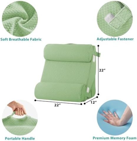Bedluxe Adjustable 4pcs Bed Wedge Pillow Set, Memory Foam Wedges Pillow Post - Image 3