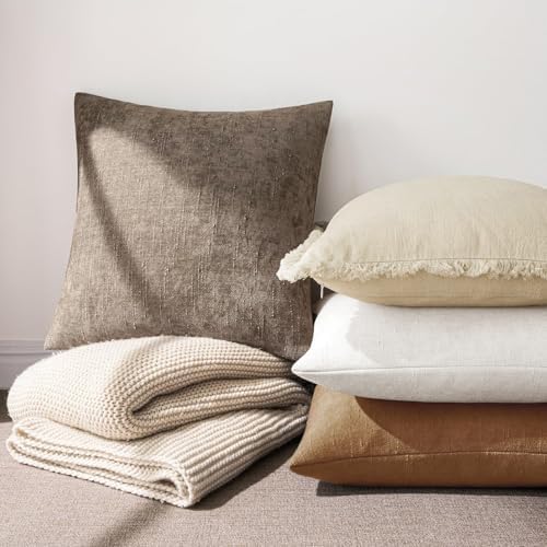 MIULEE Textured Chenille Throw Pillow Covers 18x18 Inch White - Image 2