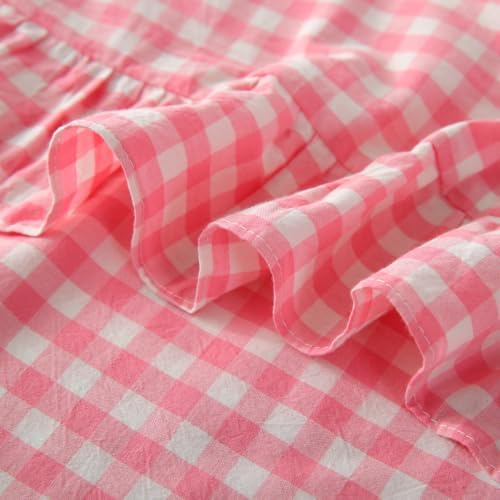 Mywinlle 2 Pack Vintage Light Pink Plaid Ruffle Throw Pillow Covers, Washed - Image 7