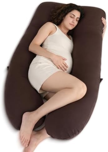 QUEEN ROSE U Shaped Pregnancy Pillow, Breathable Cotton Full Body Support by QUEENROSE