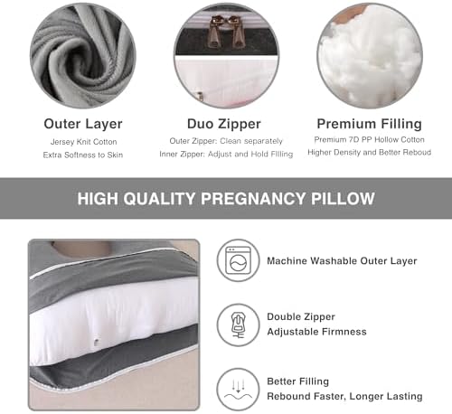 ALLOPERA Pregnancy Pillow, Full Body Maternity Pillow 57 inch, - Image 3