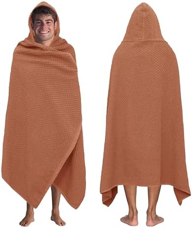 COTTON CRAFT Hooded Bath Towel for Adults – 100% Cotton Waffle Weave Towel by COTTONCRAFT