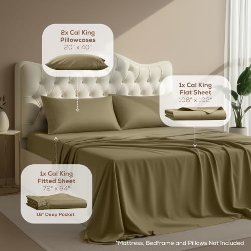 California King Sheets Set, 4 Pieces 16" Deep Pocket Bed Sheets - Image 2