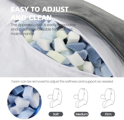Reading Pillow with Adjustable Memory Foam, Adult Backrest with Arms, Back - Image 6