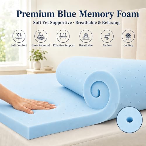 IULULU Mattress Topper Queen, 3 Inch Gel Memory Foam Bed Topper - Image 2