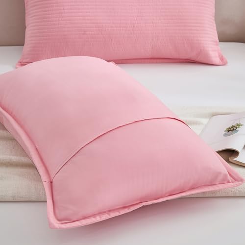Stripe Quilted Pillowcases Set of 2, Standard Size Envelope Pillow Covers Soft - Image 5