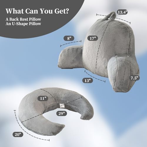 17" Reading Pillow for Bed, U Shaped Arm & Elbow Support - Image 3
