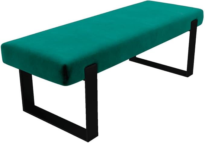 VANT Upholstered Bed Bench - Velvet Emerald Green - Matte Black - Contemporary Modern, Bedroom Bench Seat, Hallway, or Entryway