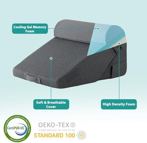 Bedluxe Adjustable 4pcs Bed Wedge Pillow Set, Memory Foam Wedge Pillow Post - Image 4