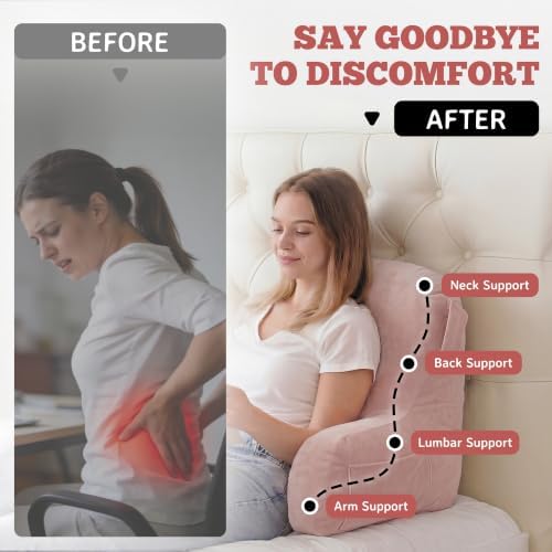 Reading Pillow for Bed, Back Pillow for Bed Sitting Up, Lumbar Support Pillow - Image 7