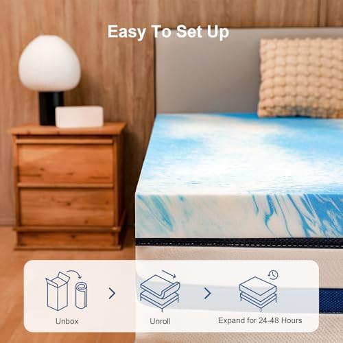 2 Inch Gel Memory Foam Mattress Topper, Queen Size Cooling Bed Topper - Image 6