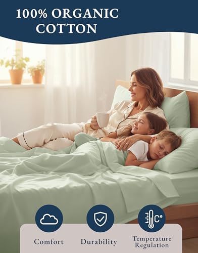 Lane Linen Queen Sheet Set 100% Organic Cotton Percale Cooling - Image 6