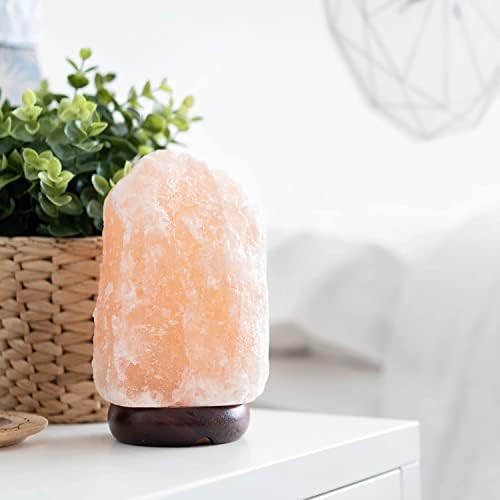 7 Inch Himalayan Salt Lamp with Dimmer Cord - Night Light Natural Crystal Rock Classic Wood Base Authentic from Pakistan - Image 5