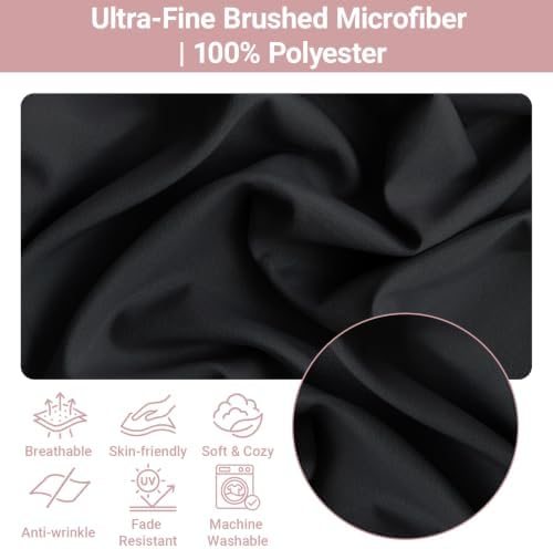 Set of 2 Brushed Microfiber Ruffle Pillow Cases King Size Black - Image 2