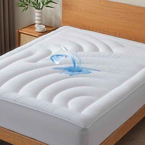 Waterproof Mattress Pad California King, Quilted Fitted Mattress Protector by QUIETSEA