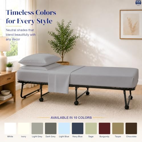 Cottingon 4 PC Cot Sheet Set 30"X75", Egyptian Cotton, Light Grey - Image 6