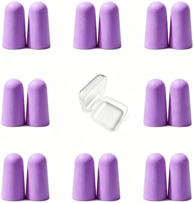 10 Pairs Purple Reusable Ear Plugs, 32dB NRR Noise Reduction, Washable by vvmotes