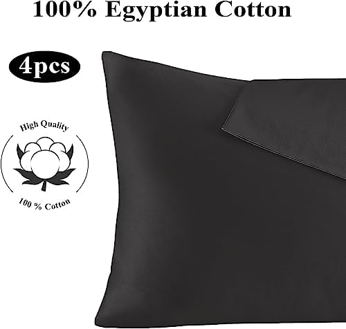 100% Egyptian Cotton Pillow Protectors Set of 4 Standard Size - Image 7