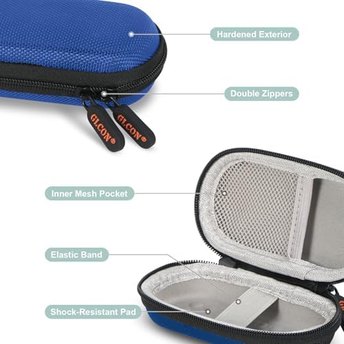 Blue Mini Earbud Case, Small Oval Hard Shell Carrying Pouch Bag - Image 3