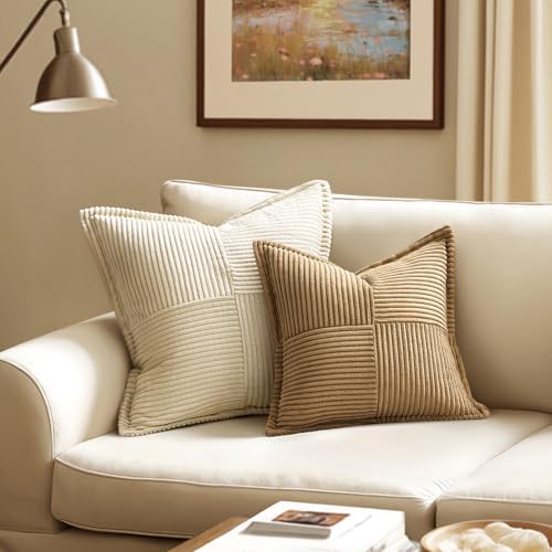 MIULEE Decorative Euro Sham Throw Pillow Covers 24x24 Inch Brown 2 Pack - Image 2