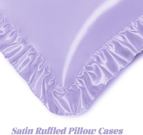 Homiest Lavender Ruffle Satin Pillowcase Set of 2 - Image 5