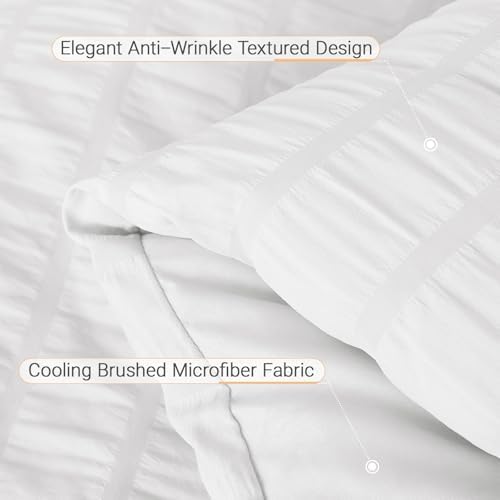 MUXHOMO 7 Pieces Oversized Queen Comforter Set, Seersucker Bed in a Bag - Image 5