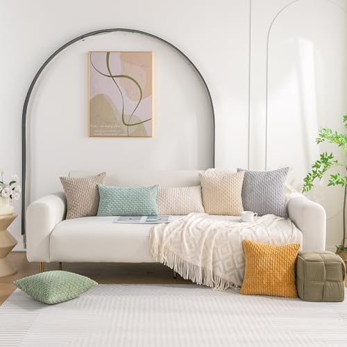 Set of 4 Beige Decorative Throw Pillow Covers 16x16 Inch Corduroy Pillow Covers - Image 2