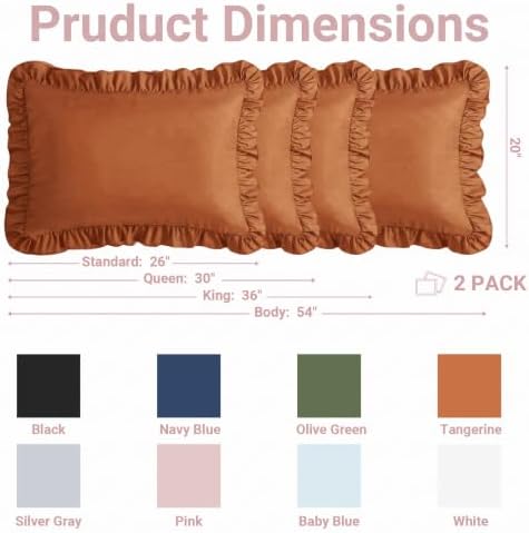 Set of 2 Brushed Microfiber Ruffle Pillow Cases Standard Tangerine - Image 6