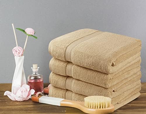 Towel and Linen Mart 4 Pieces Bath Towel Sets - Beige - Soft Feel Luxurious,Quick Dry, Extra Absorbent, 100% Ring Spun Cotton 600 GSM (27 x 54) - Image 6
