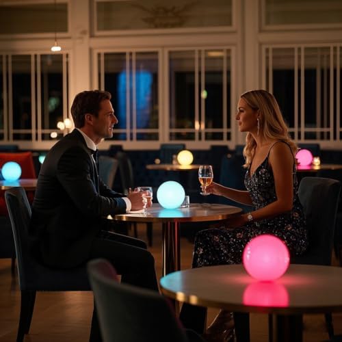 LED Ball Light, 6-inch Glowing Orb Light, Rechargeable Globe Lamp, Dimmable Mood Lights W/Remote, Waterproof Ambient Lighting Lamp for Desk Bedroom Bathroom Patio - Image 7