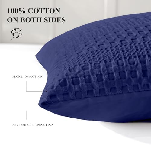100% Coton Waffle Pillow Shams Standard Size Set of 2, Soft Aesthetic Pillow - Image 2