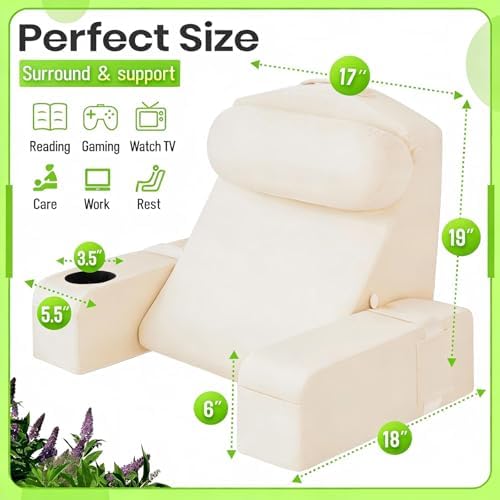19 INCH Reading Pillow for Adults, Back Pillow for Bed Sitting Up, Backrest - Image 5