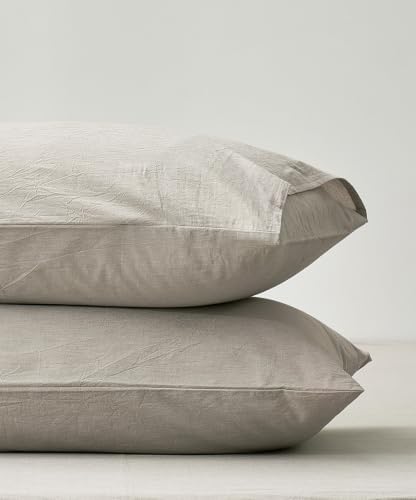 JELLYMONI 100% Washed Cotton Pillowcases, Envelope Closure 2-Pack by JELLYMONI