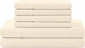 Linen Home 100% Cotton Percale Sheet Set, Full Size, Ivory, Deep Pocket, 6 Pieces Set - 1 Flat, 1 Deep Pocket Fitted Sheet and 4 Pillowcases, Crisp Cool and Strong Bed Linen
