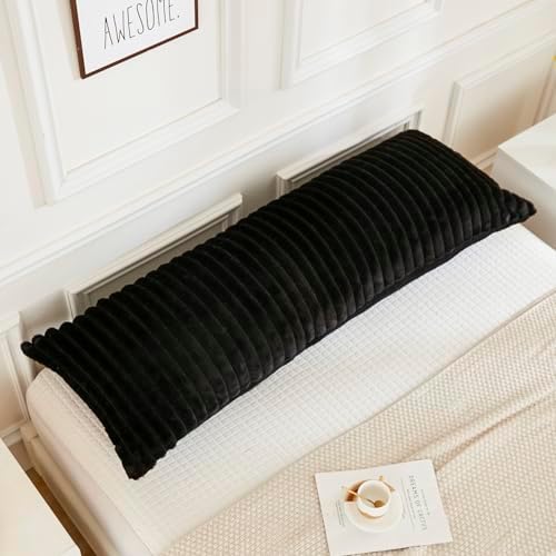 JAUXIO Faux Fur Fluffy Body Pillow Cover Luxury Textured Vertical Stripe Plush - Image 3