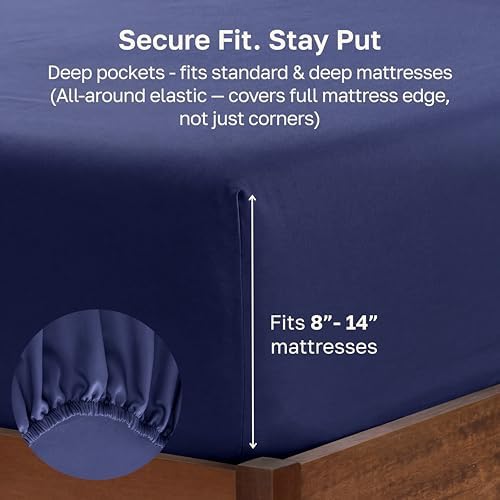 Soft Natural 100% Cotton Sateen Queen Fitted Sheets - Image 4