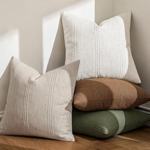 MIULEE Fall Decorative Striped Throw Pillow Covers 22x22 Sugar Brown 2 Pack - Image 5