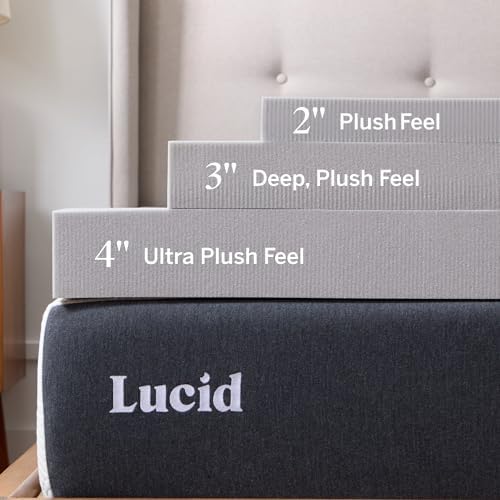 Lucid® 4" Bamboo Charcoal Memory Foam Topper – Extra Thick – Queen - Image 3