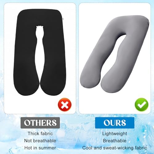Hahafelt Cooling Pregnancy Pillow Cover 57 Inch Large U Shaped Full Body - Image 3