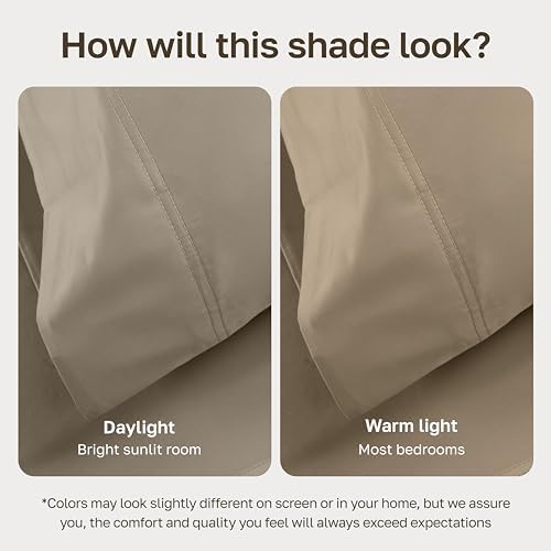 California Design Den 600 Thread Count Twin Sheets, Cool Taupe - Image 4