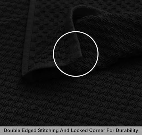 COTTON CRAFT Euro Spa Waffle Weave 6 Piece Towel Set - 100% Cotton - Black - Image 4