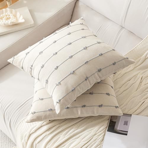 YEENAASY Boho Throw Pillow Covers 18x18 Set of 2 Farmhouse Pillow Cases - Image 2