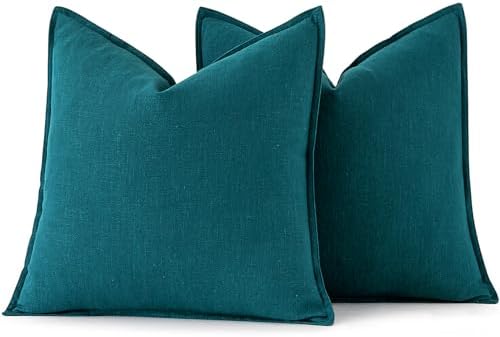 MIULEE Decorative Linen Pillow Covers 18x18 Inch Teal Blue - Image 6