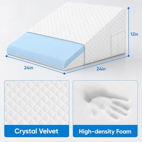 OAISZ Wedge Pillow for Sleep Apnea, 12-Inch Memory Foam Top - Image 3